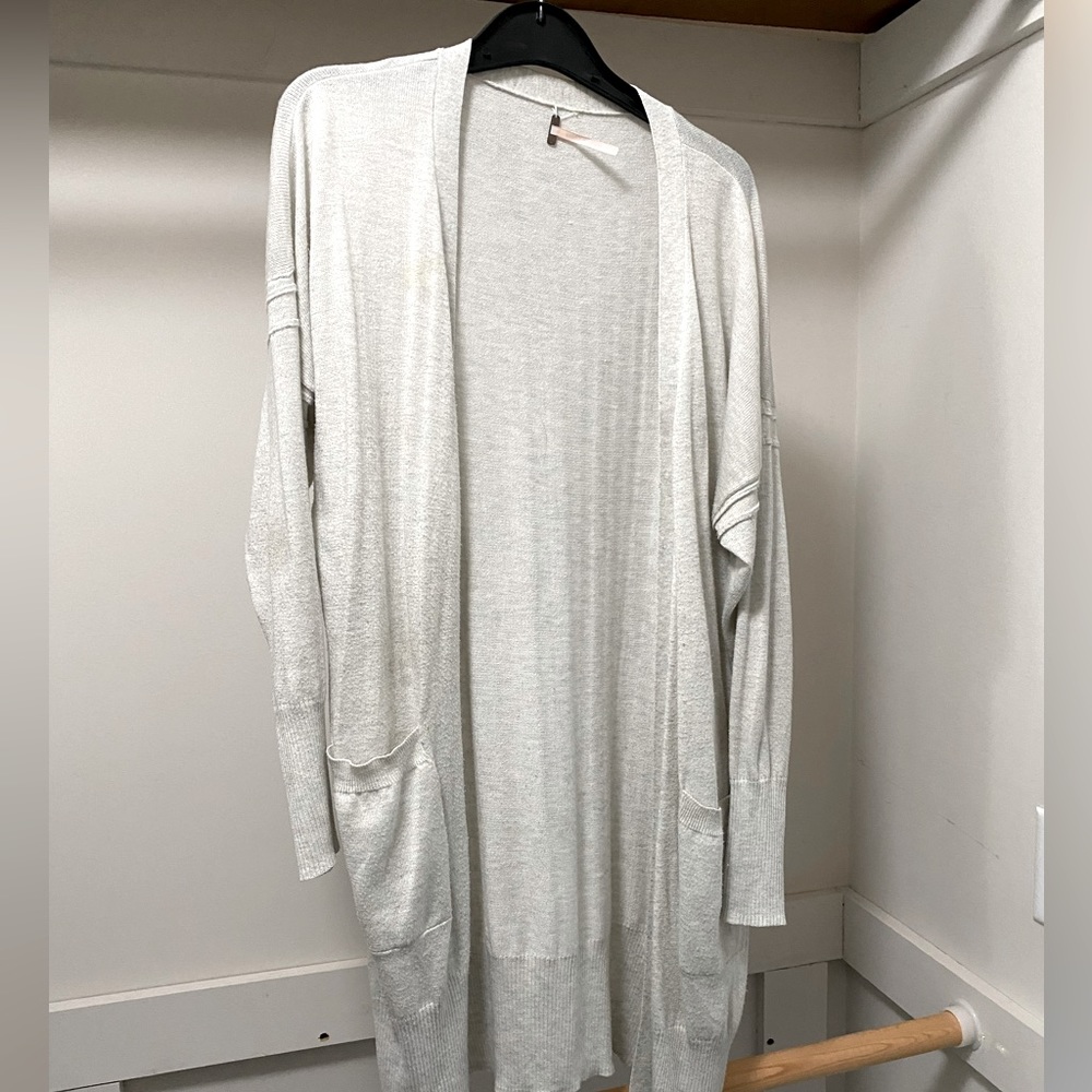 Women’s cream long cardigan, size Medium